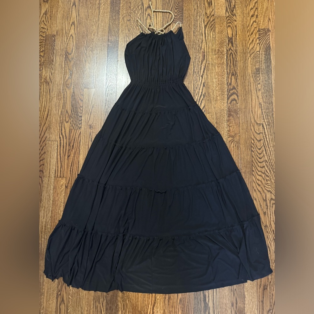 T-BAGS LOS ANGELES TIERED BLACK MAXI DRESS